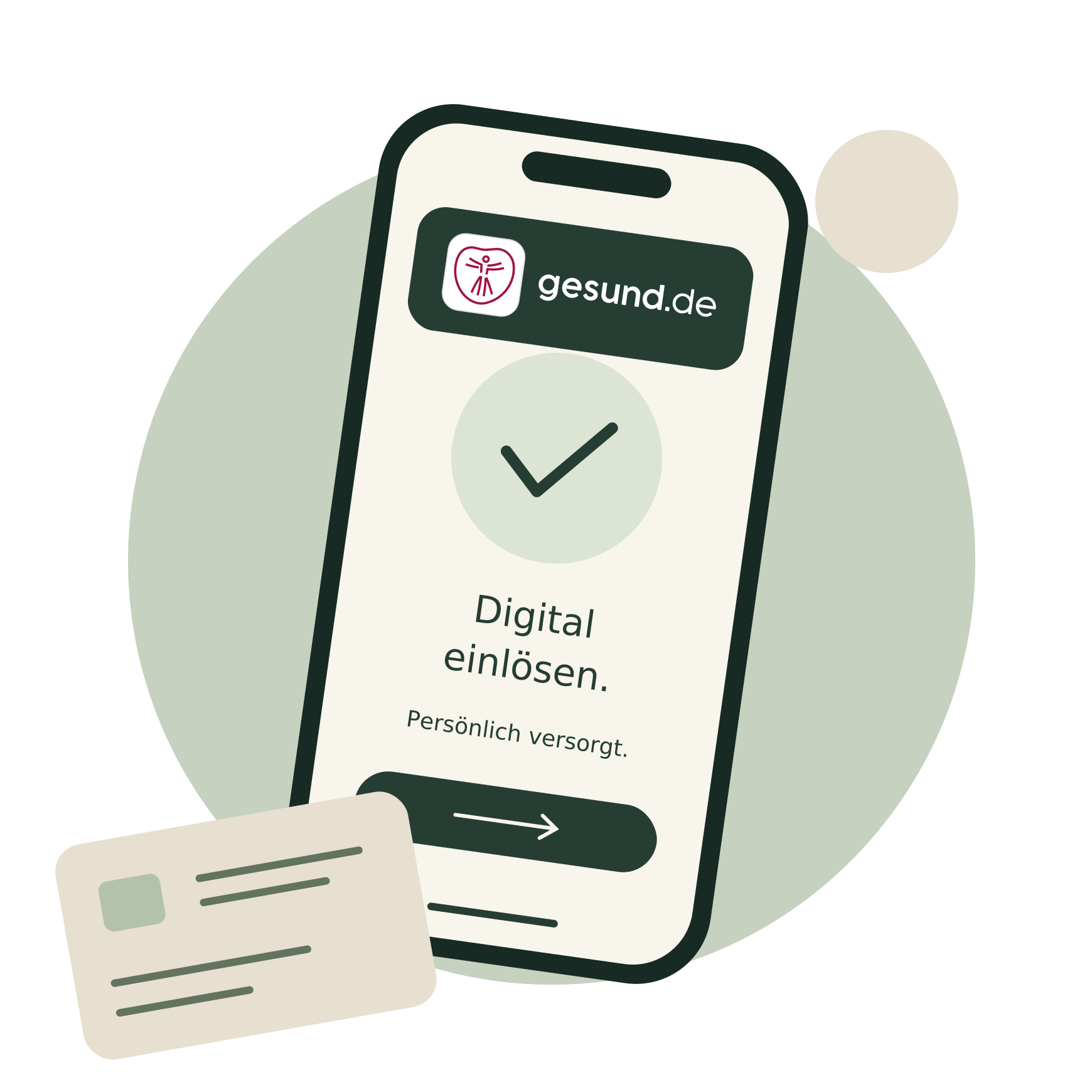 Smartphone mit gesund.de-App zur digitalen Einlösung von E-Rezepten
